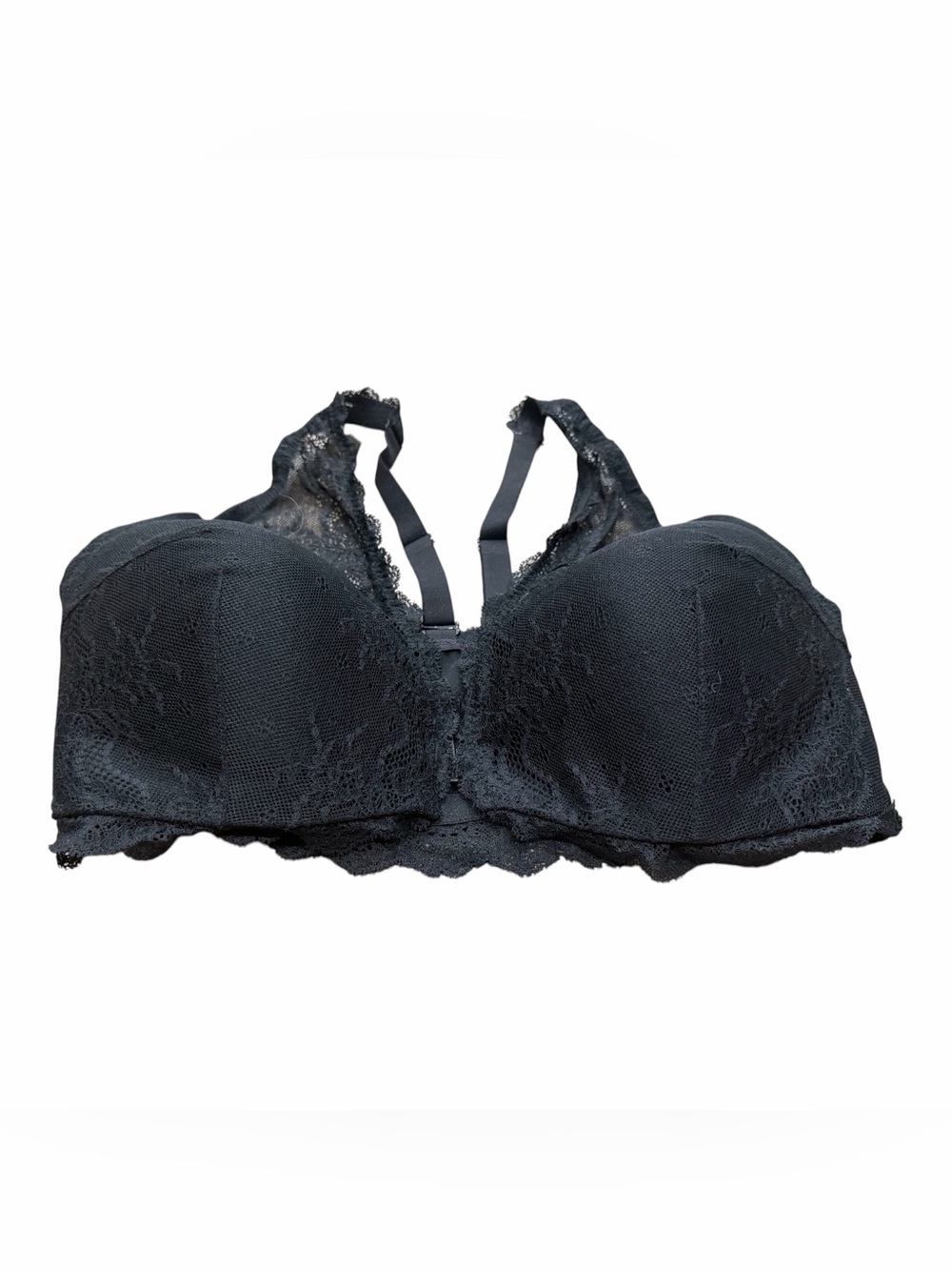 Spanx Size XL Bralette Black Undie-tectable Lace Front Closure Wireless Bra